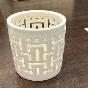 White Ceramic Lantern Candle Holder -